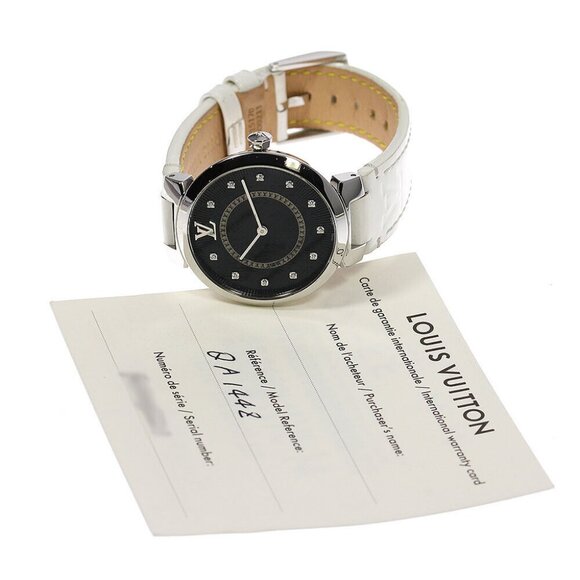 LOUIS VUITTON Tambour Slim MM QA144Z 11P diamond black Dial Quartz Ladies - Picture 4 of 13
